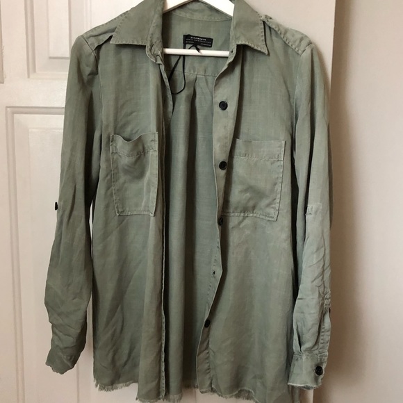 NWOT Zara Utility Button Down Shirt - Picture 2 of 8